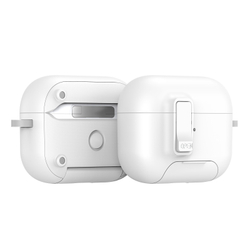 Чехол белого цвета для наушников AirPods Pro 2, белый цвет, Dux Ducis, серия PECQ Series (встроенная подставка для смартфона)