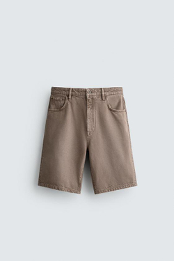 ZARA ДЖИНСОВЫЕ ШОРТЫ RELAXED FIT, КОРИЧНЕВЫЙ