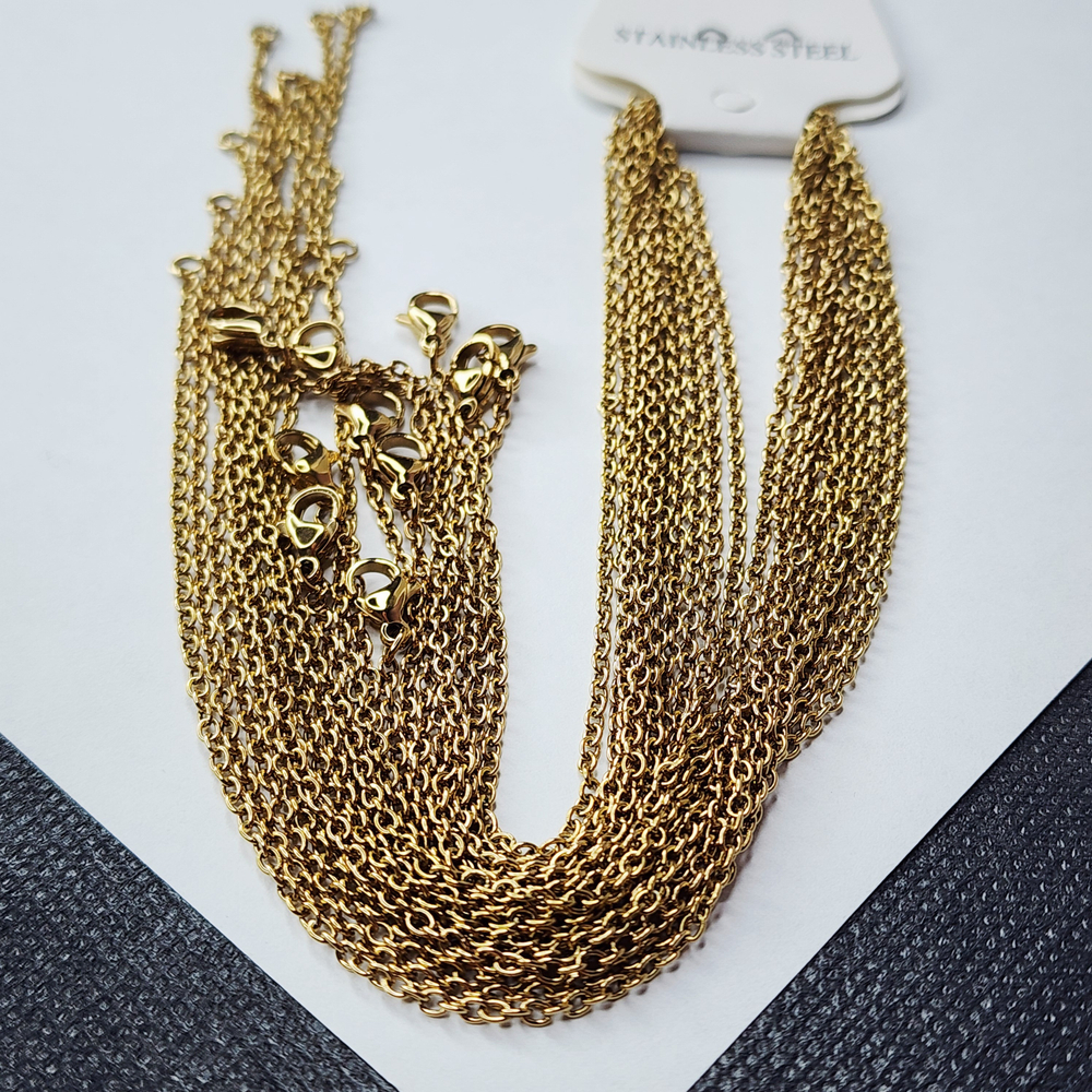 Цепочка готовая, сталь, 2я позолота, звено 1.9мм, длина 45 см