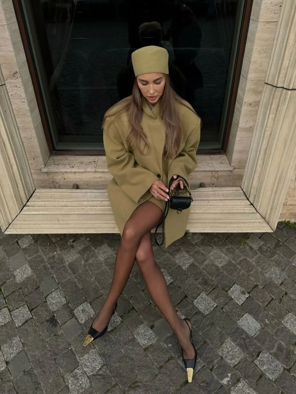 Пиджак оверсайз с объемными плечами, Зеленый