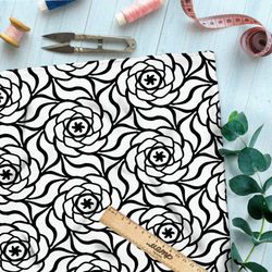 Ткань бязь единый цветочный узор на белом фоне