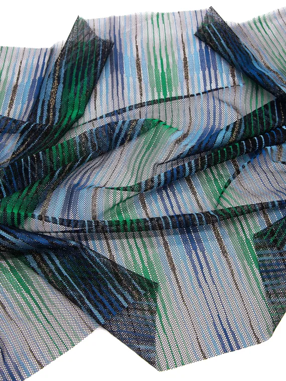 Сетка-стрейч арт.0082, полоски, Италия, синий/зеленый