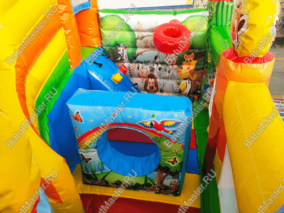 Детский надувной батут "Попугайчики и их друзья", размер 3,5*3*2,7 м