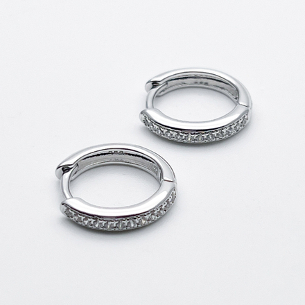 Ювелирные швензы с родиевым покрытием, фианиты, размер 16 мм, цена за пару