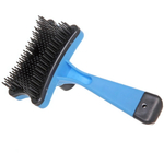 Расческа - пуходерка самоочищающаяся для собак и кошек «Пушок», цвет голубой, 13см (блистер)