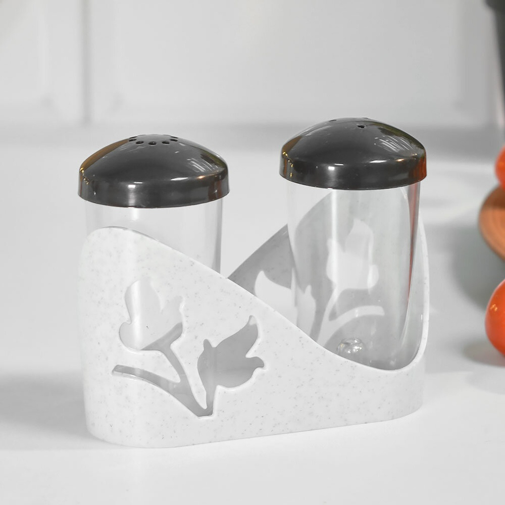 Набор для специй 2 предмета "Basilic", белый мрамор