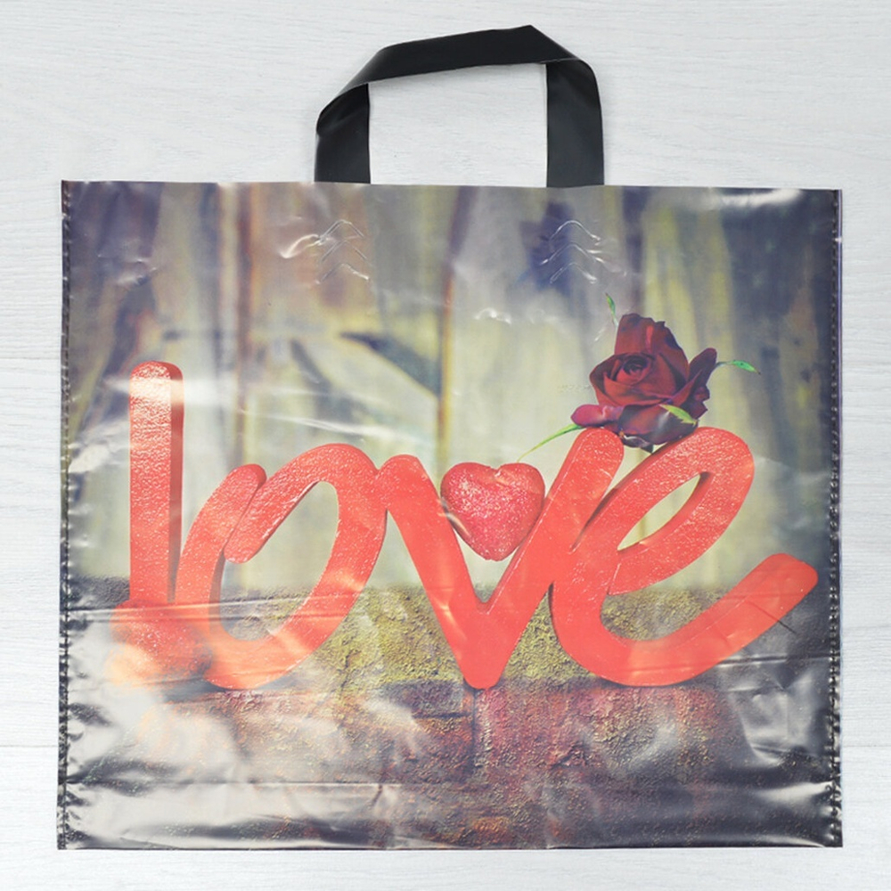 Пакет ПЭ с петлевой ручкой 38*34+3см "О любви" (50шт)