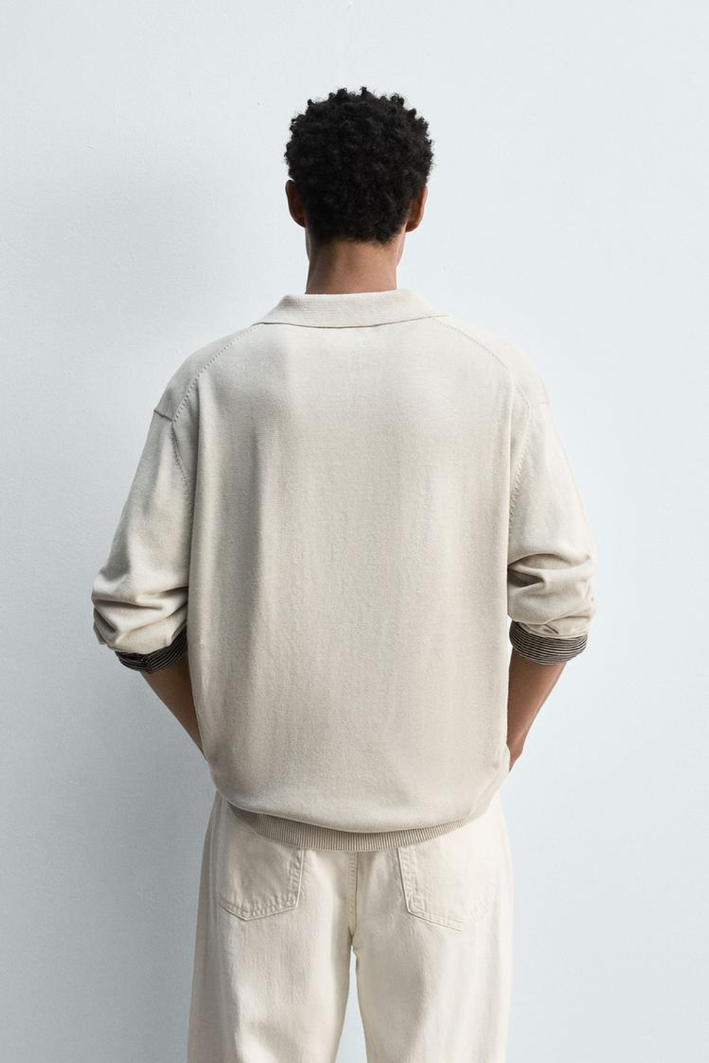 ZARA ТРИКОТАЖНОЕ ПОЛО, ПЕСОЧНЫЙ