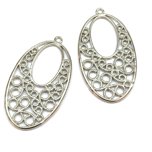 Подвески для украшений "Ажурные" 24х15 мм, родий