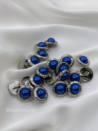 Пуговицы Шан. Жемчуг серебро Синий василёк