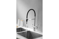 Смеситель для кухни, гибкий излив, магнитная вставка, под фильтр, сатин, Rose R958L