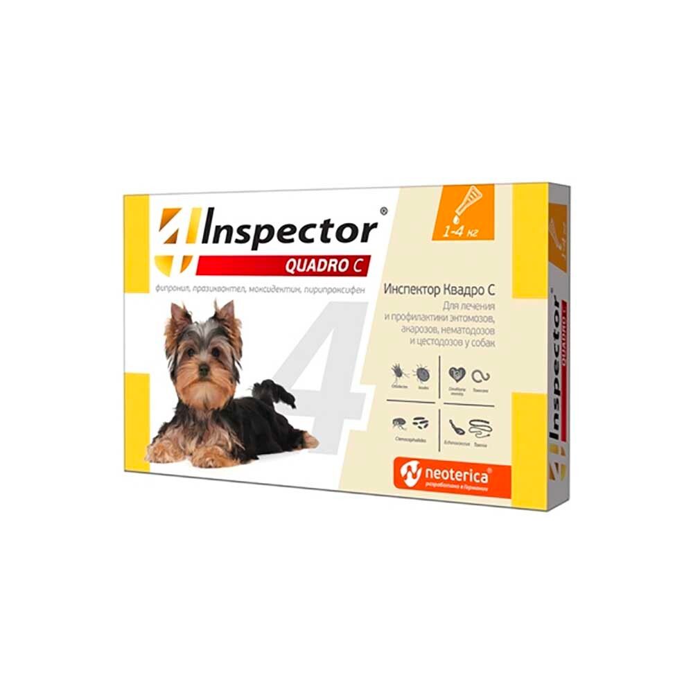 Inspector Quadro C Капли для собак менее 4кг от внешних и внутренних паразитов