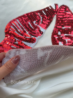 Нашивка в пайетках "Губы" красная с белым 20х27 см