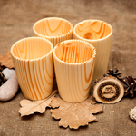 Набор деревянных бокалов (стаканов) из древесины кедра 4 шт. NC14