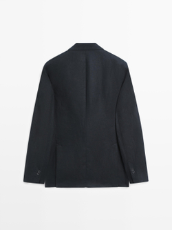 Massimo Dutti Блейзер из льна, темно-синий
