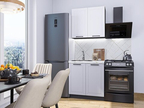 Прямая модульная кухня Глетчер-05 Айленд Силк/Гейнсборо Силк - Graphite 2140*800*600