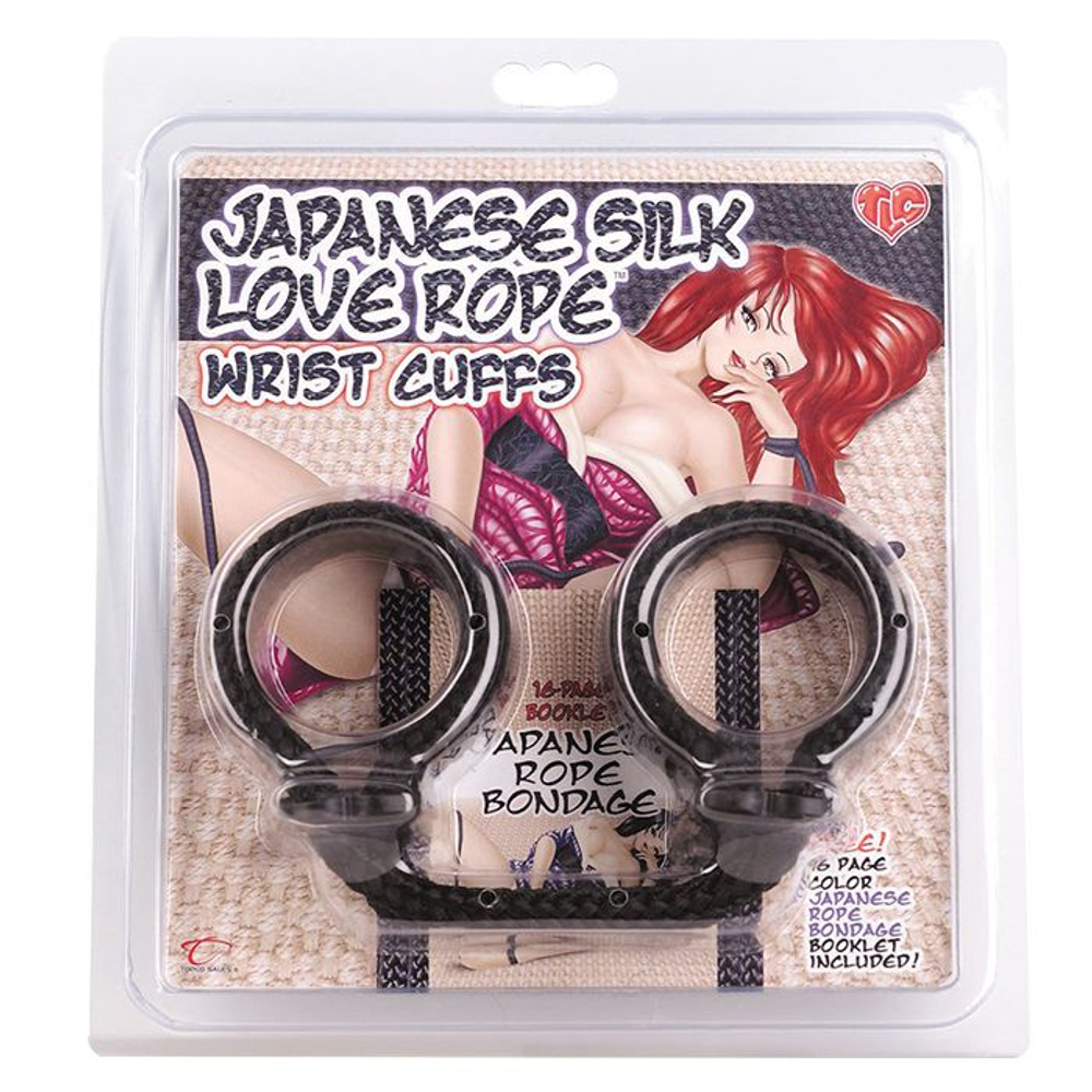 Чёрные оковы для рук Japanese Silk Love Rope Wrist Cuffs (Цвет: черный)