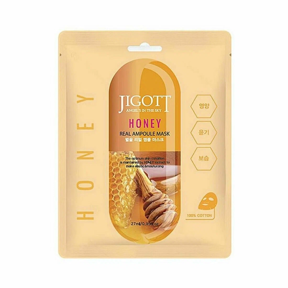 [JIGOTT] Тканевая маска для лица МЕД HONEY Real Ampoule Mask, 1 шт*27 мл