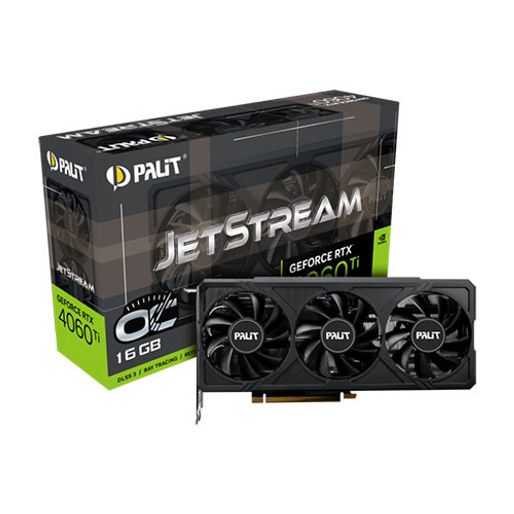 Видеокарта Palit GeForce RTX™ 4060 Ti JetStream 16GB GDDR6 128-bit, 2535 MHz