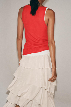 ZARA ТОП ИЗ ТОНКОГО ТРИКОТАЖА БЕЗ РУКАВОВ, КРАСНЫЙ