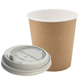 Стаканчик бумажный для Cake to go, 0.25л, крафт с крышкой