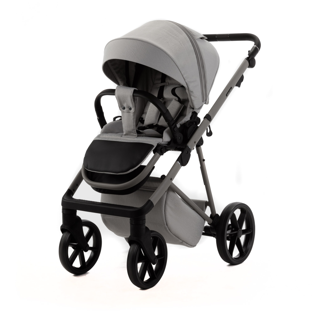 Детская универсальная коляска Adamex Delta Natura - DN-9 Moon (св. серый, ткань)