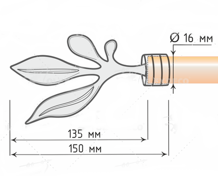 Наконечники "Баваро" d16 мм, цвет хром матовый