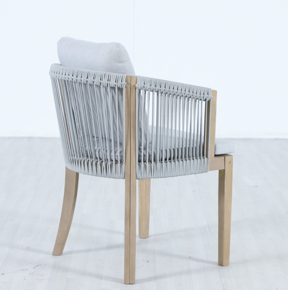 Комплект обеденной мебели на 6 персон Tagliamento Veneto, светлый тик, серый