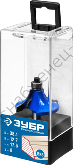 Кромочная калевочная фреза ЗУБР Профессионал №1, 38.1x17.5 мм, радиус 12.7 мм