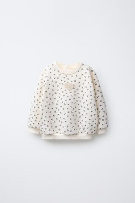 ZARA ТОЛСТОВКА С ПРИНТОМ, ЭКРЮ/СИНИЙ