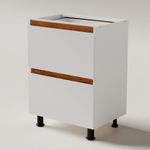 Кухонный модуль напольный 60 см Валенсия с 3-мя ящиками без столешницы, с дубовыми панелями, на ножках / белый, массив дуба