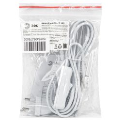 Кабель питания для линейного светильника ЭРА FTS-C5-plug-1,5 1,5 м с выключателем коннектор IEC C5