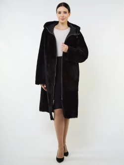 Дубленка зимняя двухсторонняя шуба с капюшоном