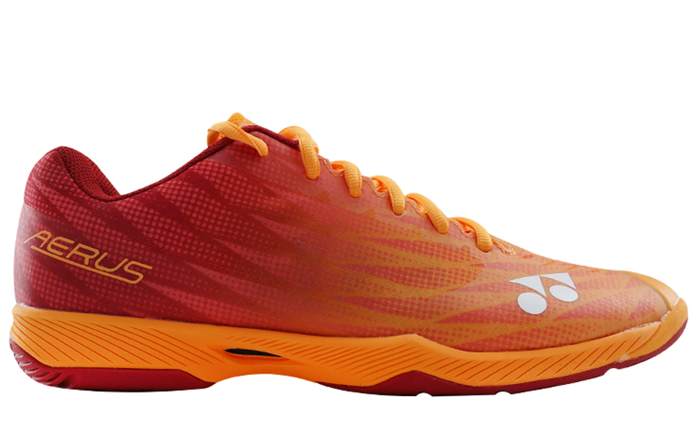 YONEX POWER CUSHION AERUS Textile, Synthetic Leather Gradient Low top Badminton Shoes Men"s Orange Red