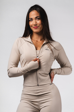 Кофта на молнии Deni x NEBBIA Fitness Zip Tracktop 314 Кремовая