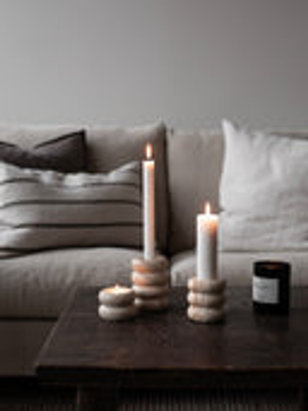 Подсвечник Tell Me More Travertine candle holder, L, травертин