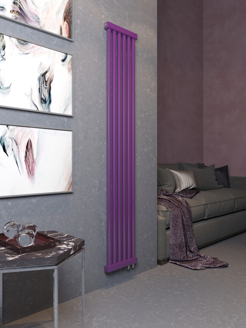 Вертикальные дизайн-радиаторы RT1 2000мм с нижним подключением