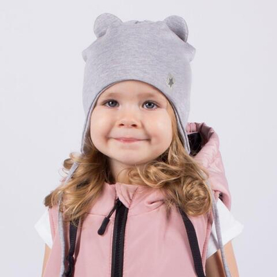 Шапка для девочек серый/звёздочка, р-р 46-50 5188928