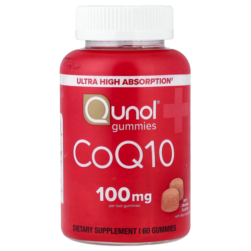 Qunol, коэнзим Q10, со вкусом насыщенного апельсина, 60 жевательных таблеток (50 мг в 1 таблетке)