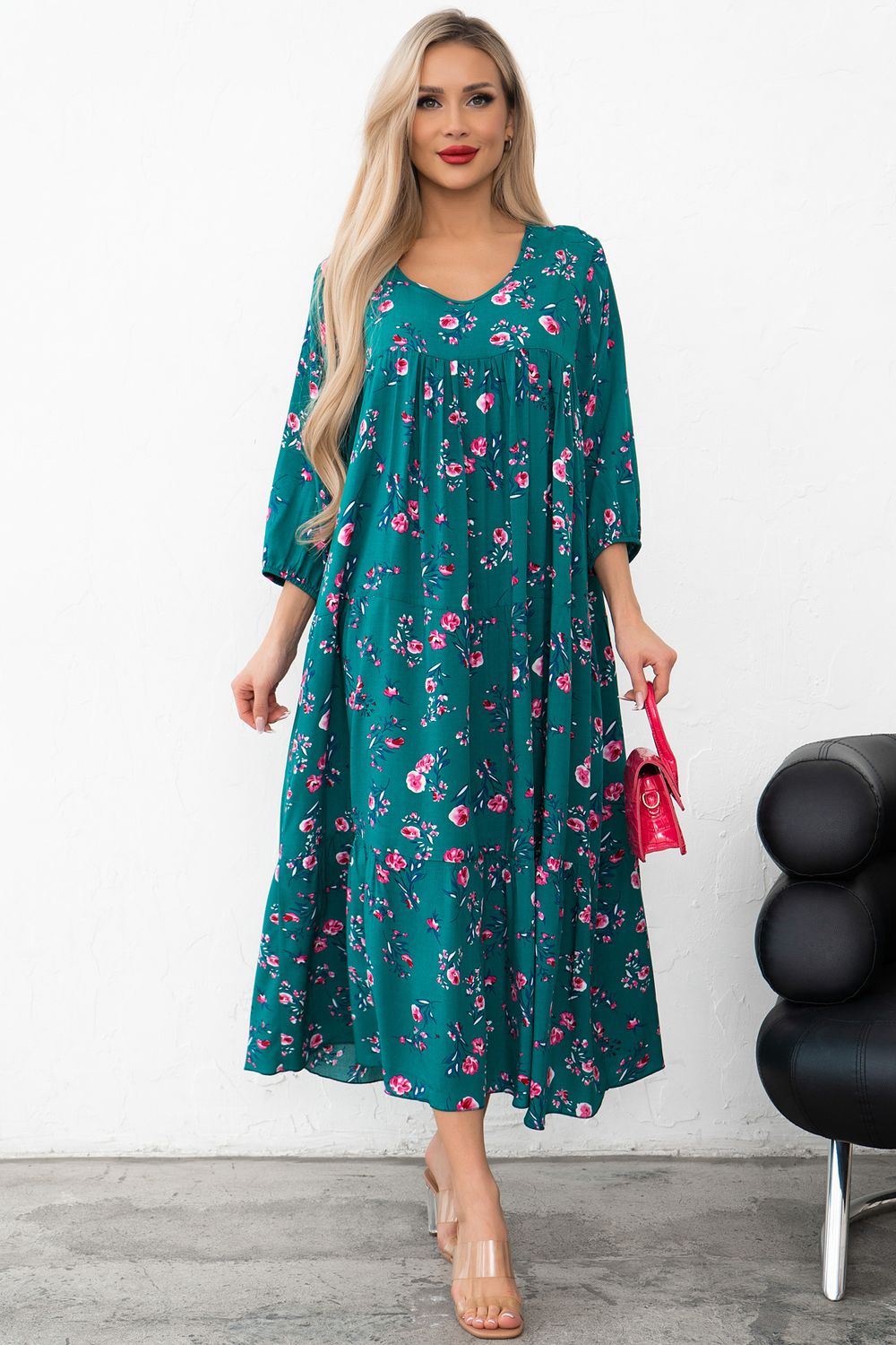 Платье Серенада (изумруд/фуксия) Р11-1044/18 Nikol (Акция)