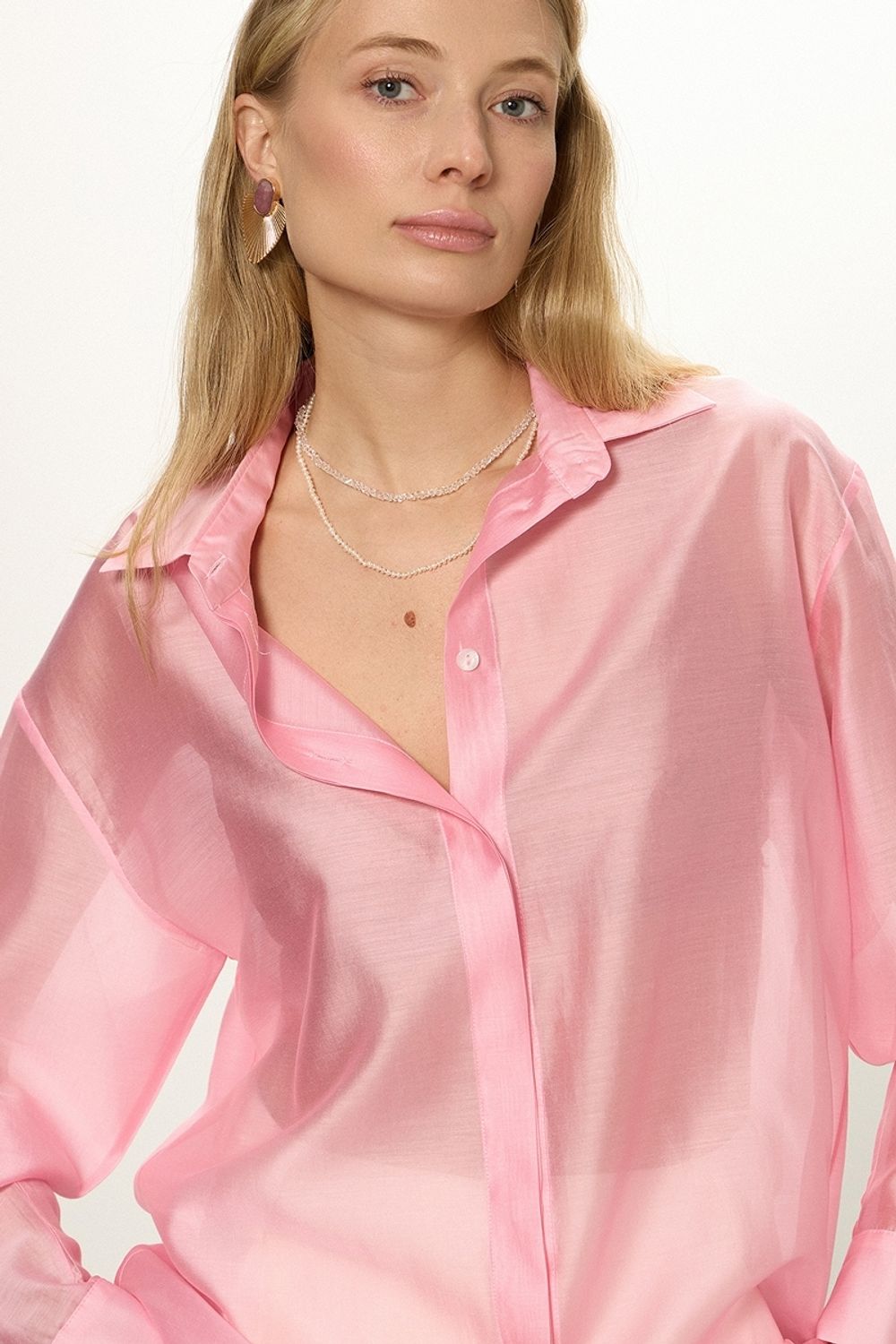 Рубашка Хельсинки розовый шифон