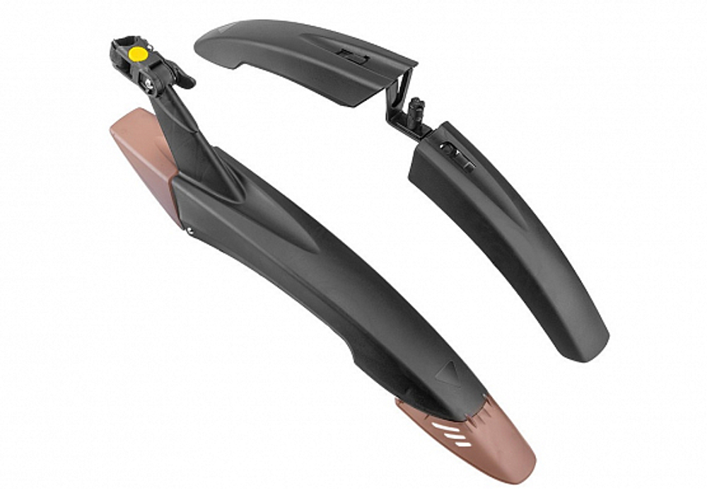 Крылья 24"-26" быстросъемные XGNB-065 пластиковые чёрно-коричневые полуфэтбайк