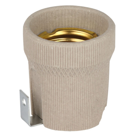 Патрон ЭРА Е27 керамический белый с держателем