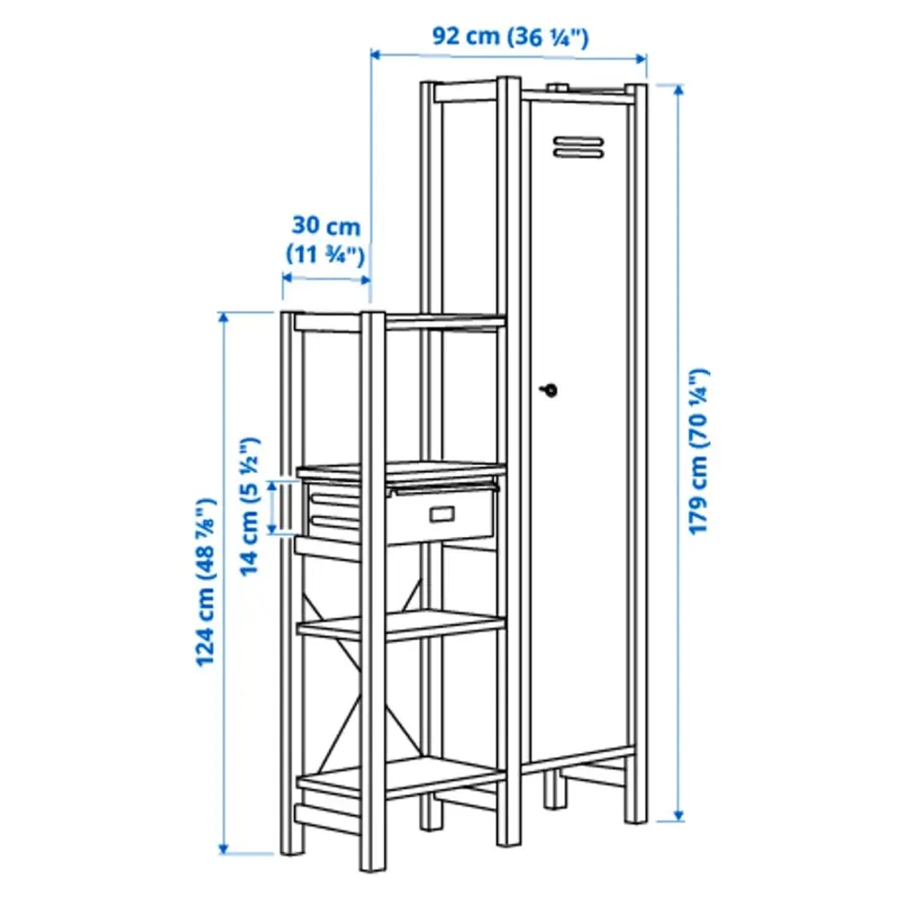 Комбинация для хранения - IKEA IVAR/ИВАР ИКЕА, 92х30х179 см, сосна/белый