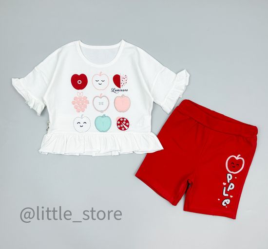 Комплект хлопковый "Яблочко" белый/красный