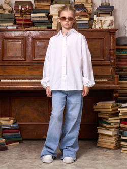 Рубашка для девочки белая с бантом на спине