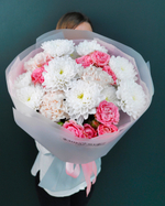 Букет диантус,пионовидная роза и хризантема(00260)