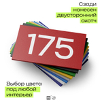 Номер на дверь 175, табличка на дверь для офиса, квартиры, кабинета, аудитории, склада, красная 120х70 мм, Айдентика Технолоджи