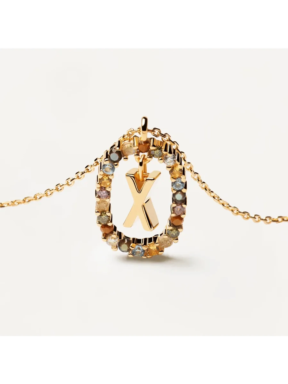 Колье Буква X серебро 925 пробы покрытое золотом