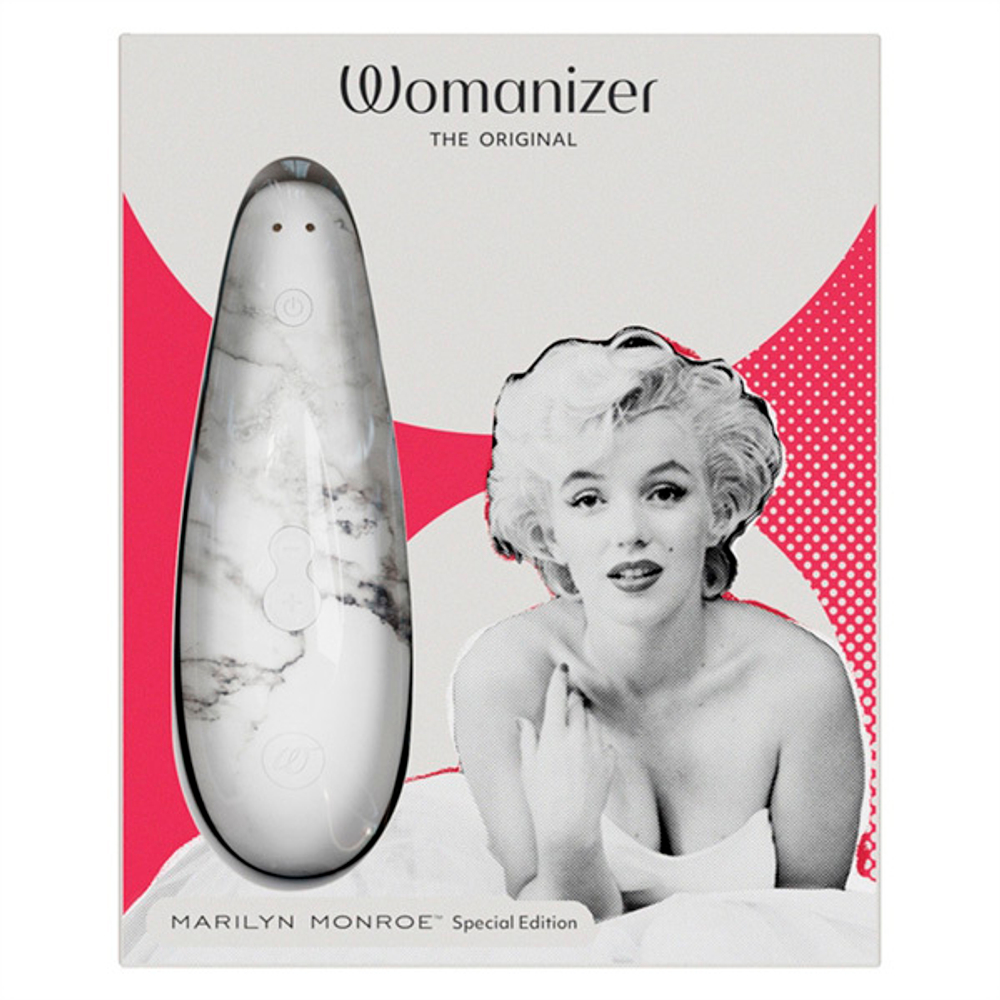 Мраморно-белый бесконтактный стимулятор для клитора Womanizer Classic 2 Marilyn Monroe White Marble WZ222SG2
